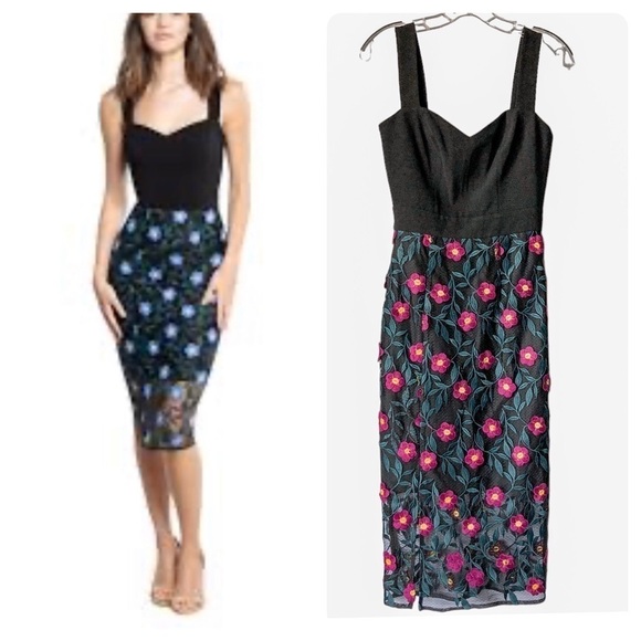 Dress the Population Elinna Embroidered Sheath Dress Sweetheart Neckline XS - Picture 1 of 5